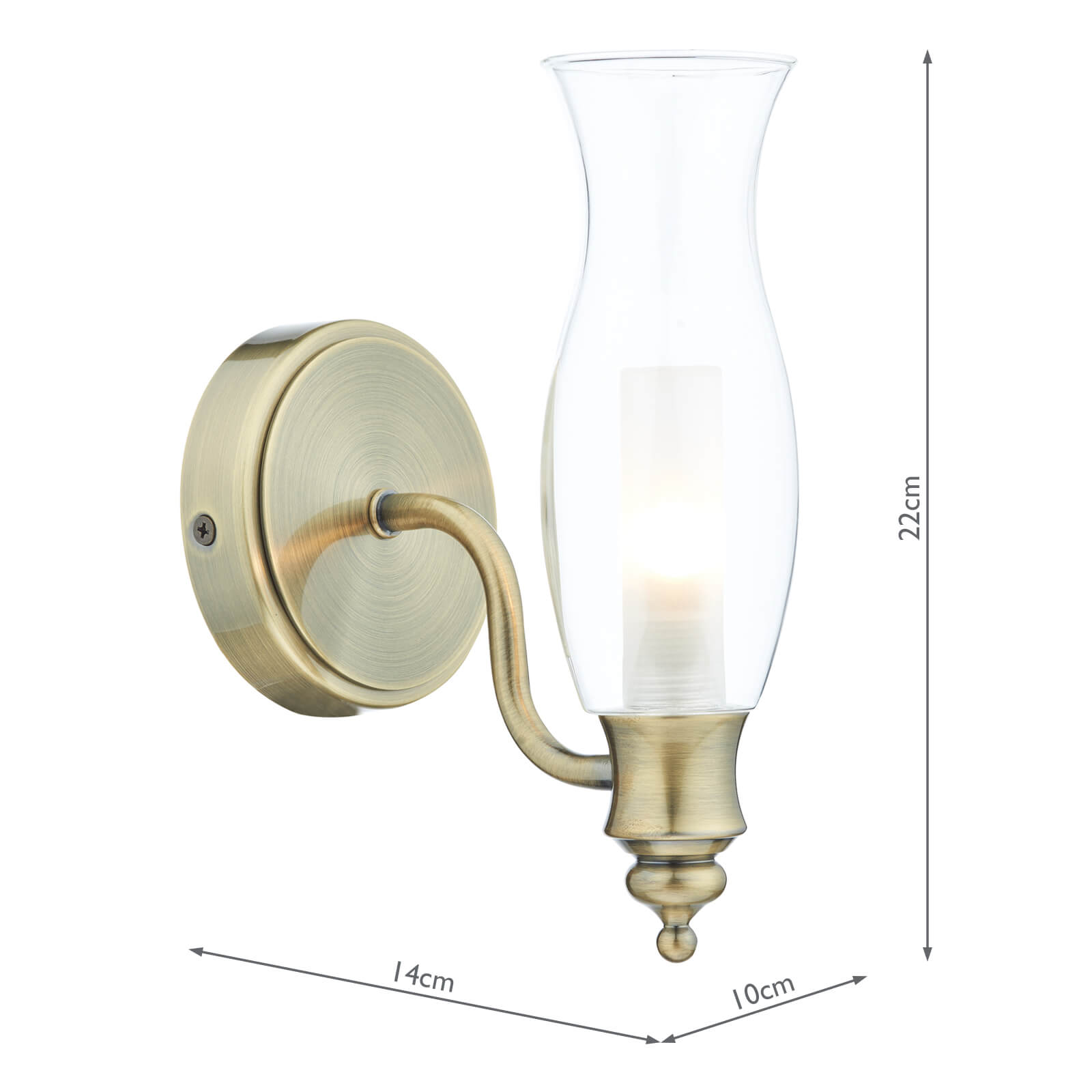 Vestry Bathroom Wall Light Antique Brass/Polished Chrome IP44