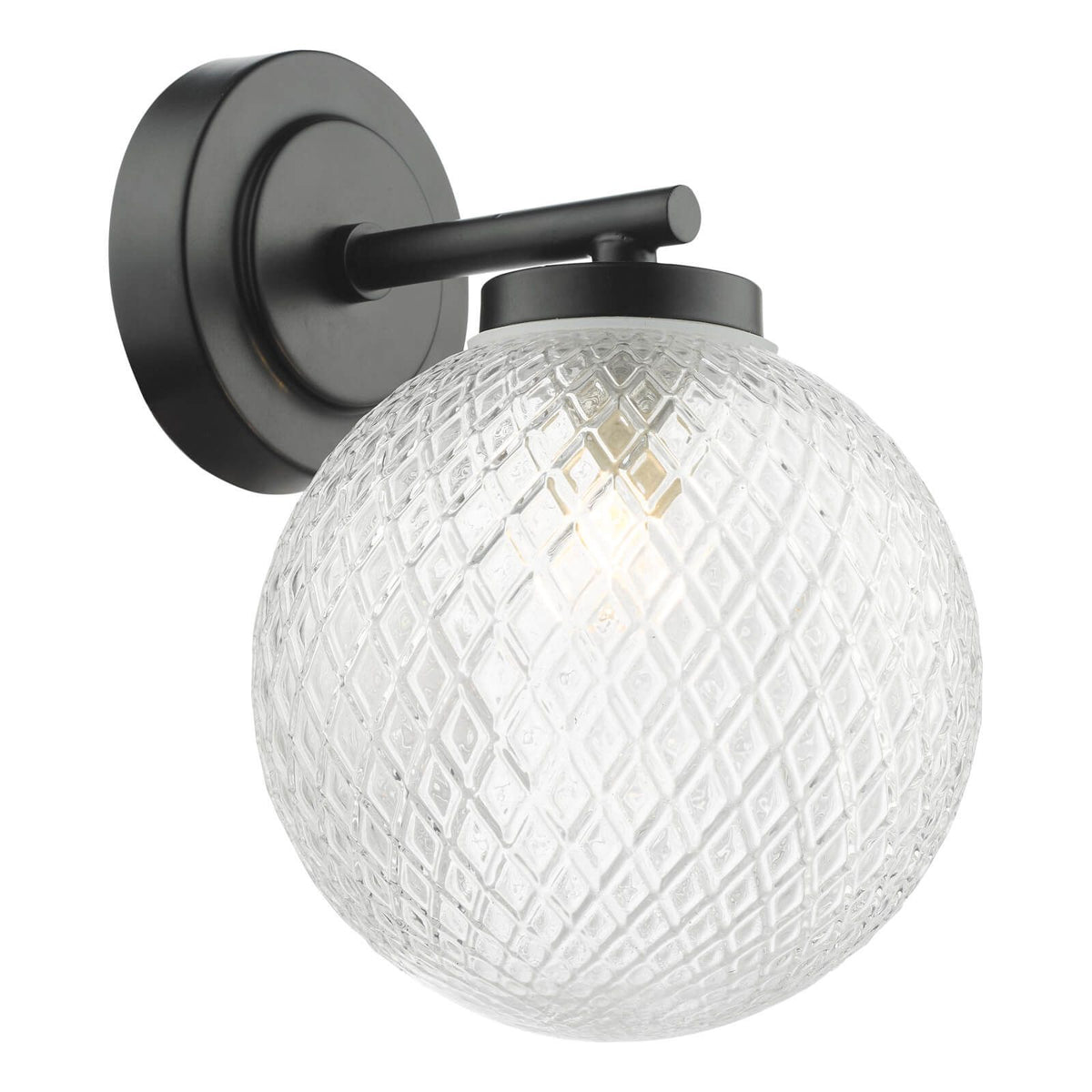 Wayne Bathroom Wall Light Matt Black Glass IP44 Promotional Offer