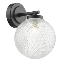 Wayne Bathroom Wall Light Matt Black Glass IP44 Promotional Offer