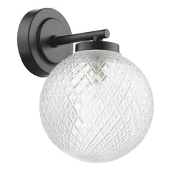 Wayne Bathroom Wall Light Matt Black Glass IP44 Promotional Offer