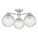 Wayne Bathroom 3 Light Semi Flush Matt Black/Polished Chrome Glass IP44
