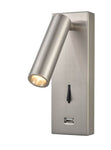 Daley USB LED Reading Wall Light Satin Nickel