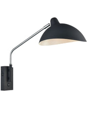 Braiden Large moveable Reading wall light with switch and USB E27 
Black