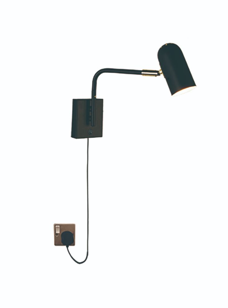 Adair Wall Light with Adjustabl e Head and Plug Cable GU10 Black