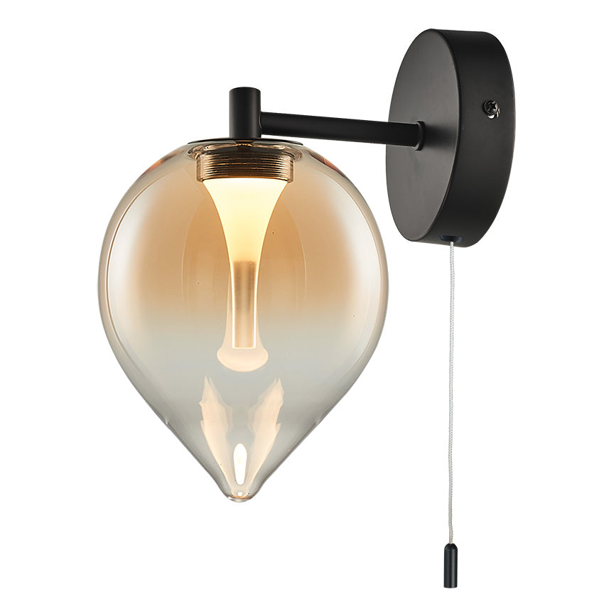 Vetro Wall Light- Black/ Amber Finishes
