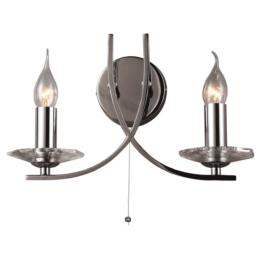 Vulcan Double Wall Light - Chrome / Satin Nickel Finish