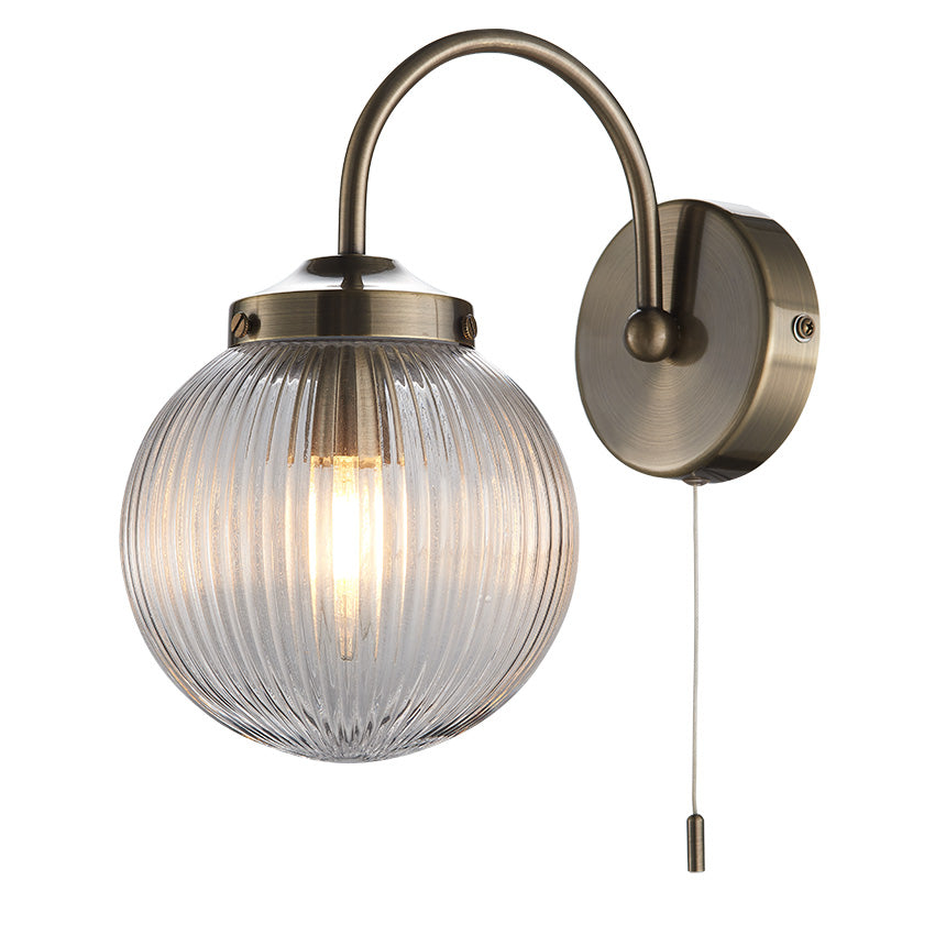 Aura Bathroom Wall Light IP44- Antique Brass/ Polished Chrome