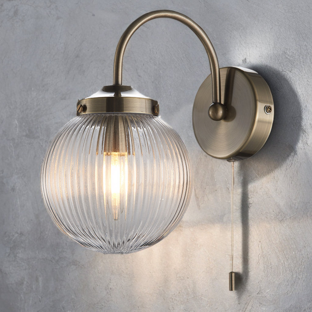 Aura Bathroom Wall Light IP44- Antique Brass/ Polished Chrome