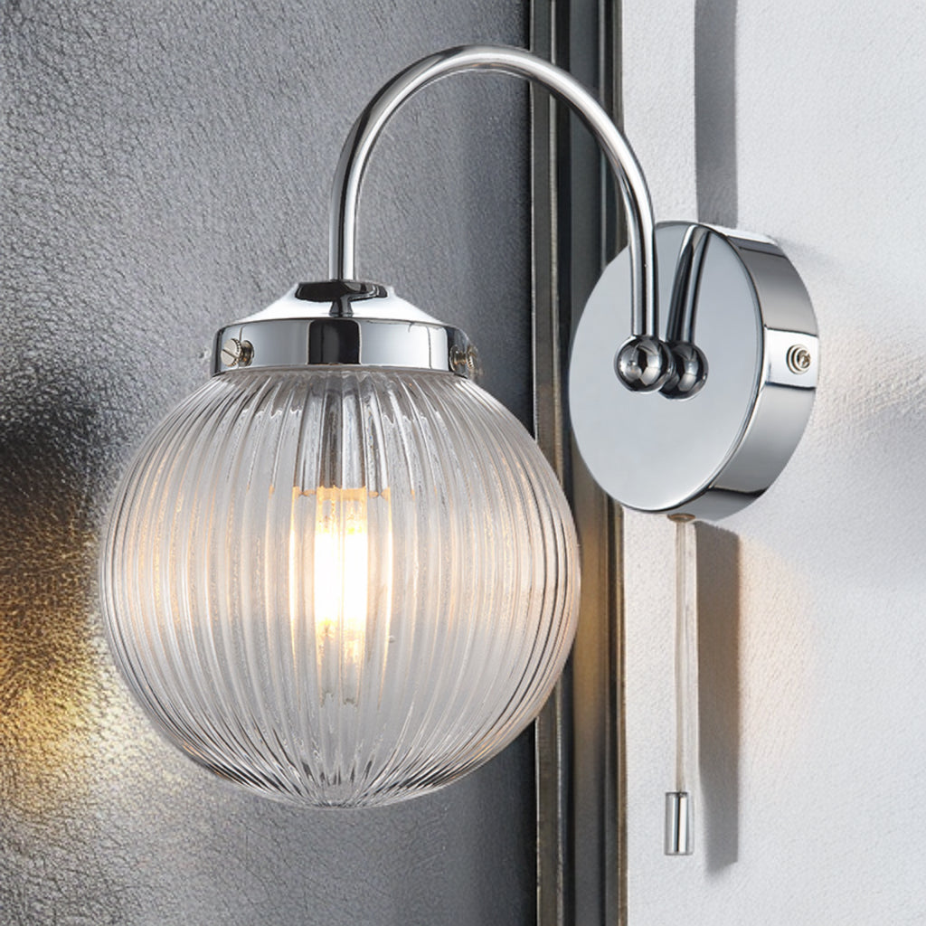 Aura Bathroom Wall Light IP44- Antique Brass/ Polished Chrome