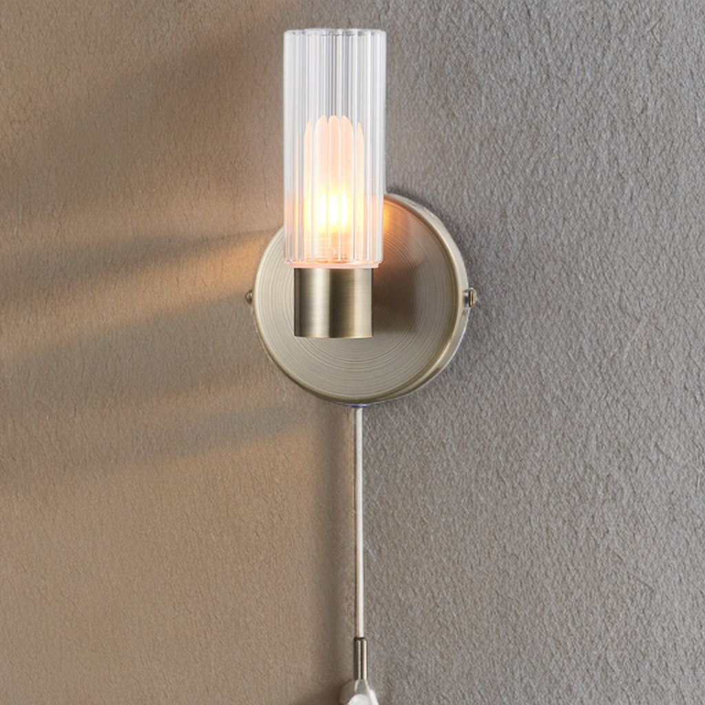 Olivia Ribbed Wall Light- Antique Brass & Polished Chrome Finishes