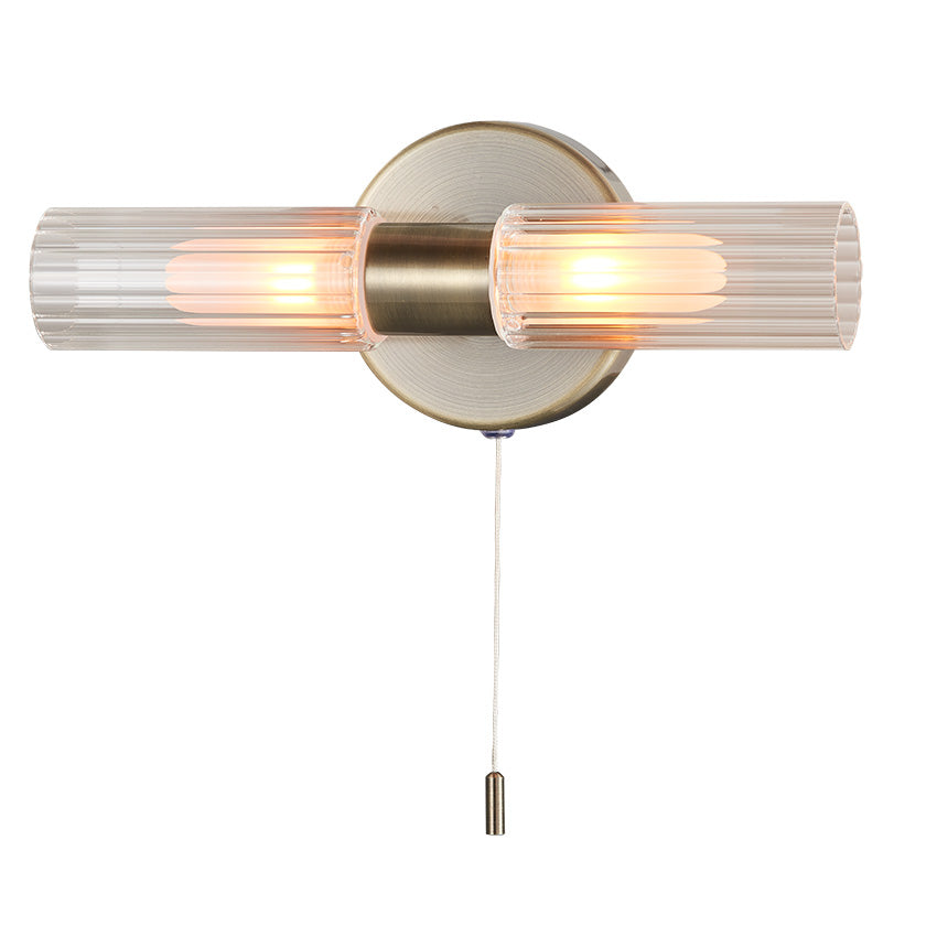 Olivia Ribbed 2Lt Wall Light- Antique Brass & Polished Chrome Finishes