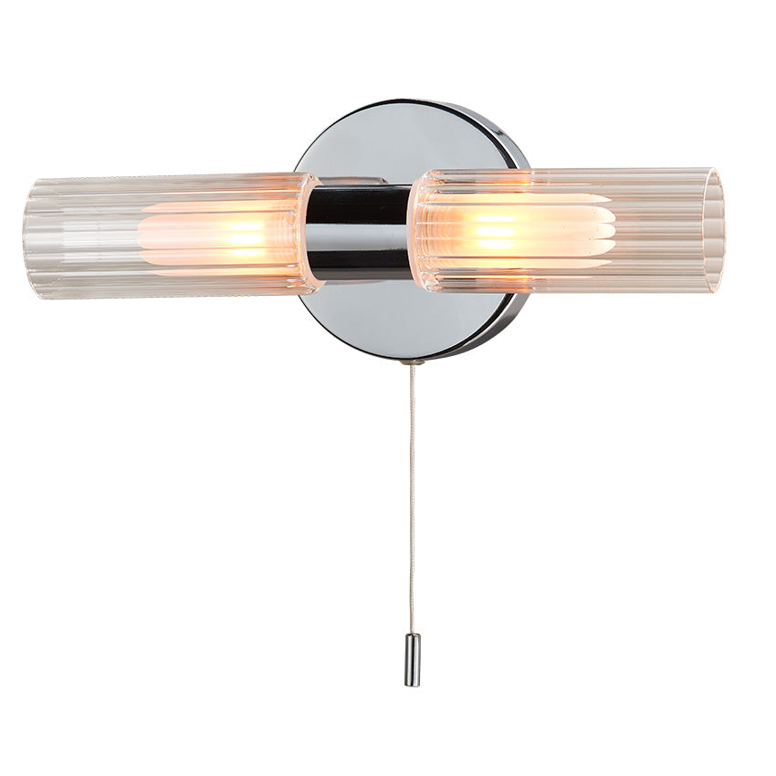 Olivia Ribbed 2Lt Wall Light- Antique Brass & Polished Chrome Finishes