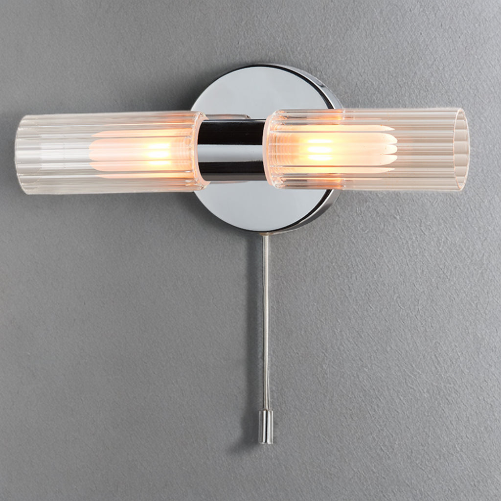 Olivia Ribbed 2Lt Wall Light- Antique Brass & Polished Chrome Finishes