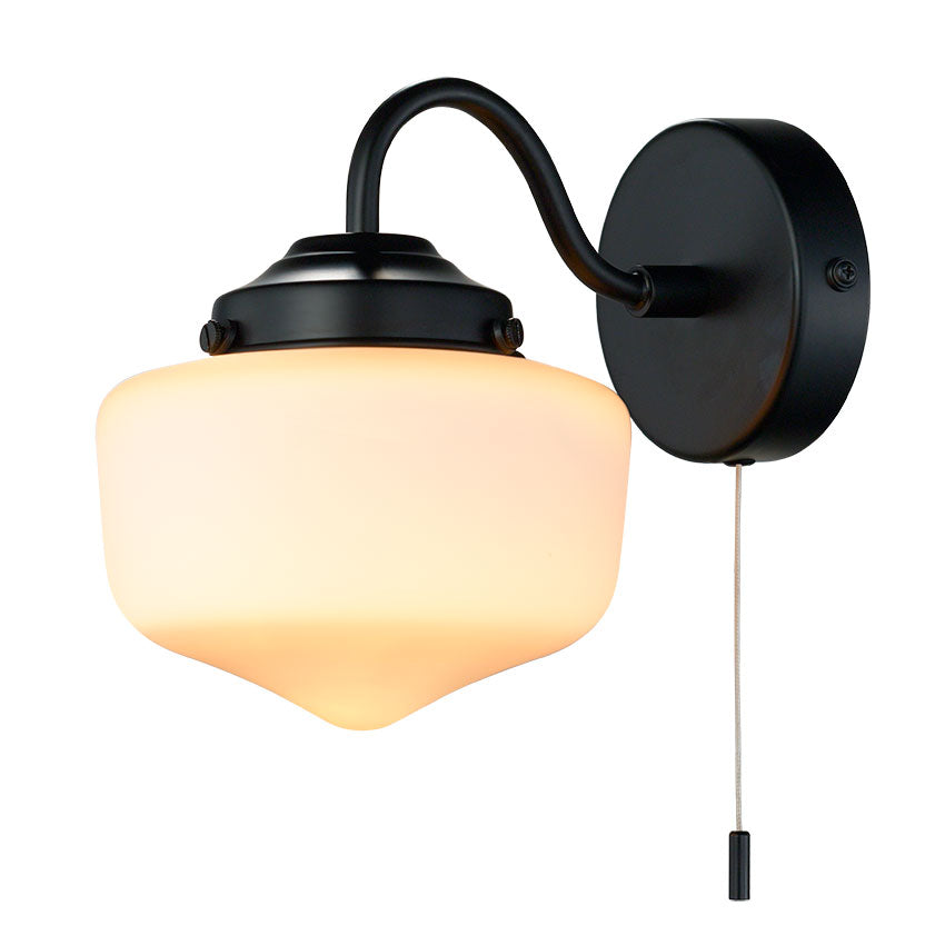 School House Globe Bathroom Wall Light IP44- Antique Brass/ Matt Black