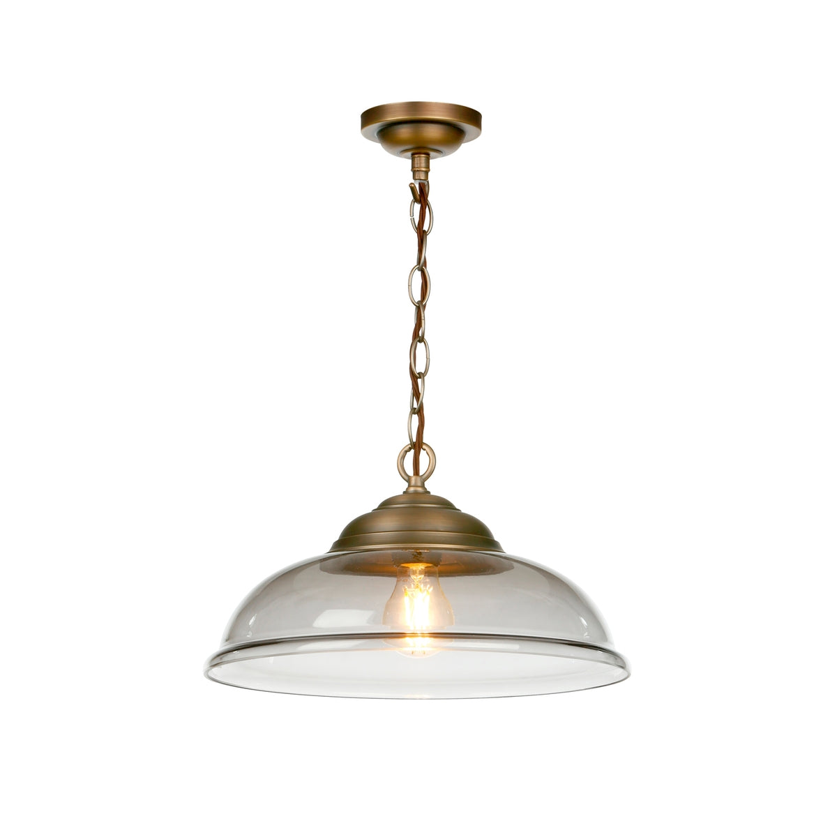 Webster 1 Light Pendant Clear/white/smoked Glass with Antique Brass/chrome