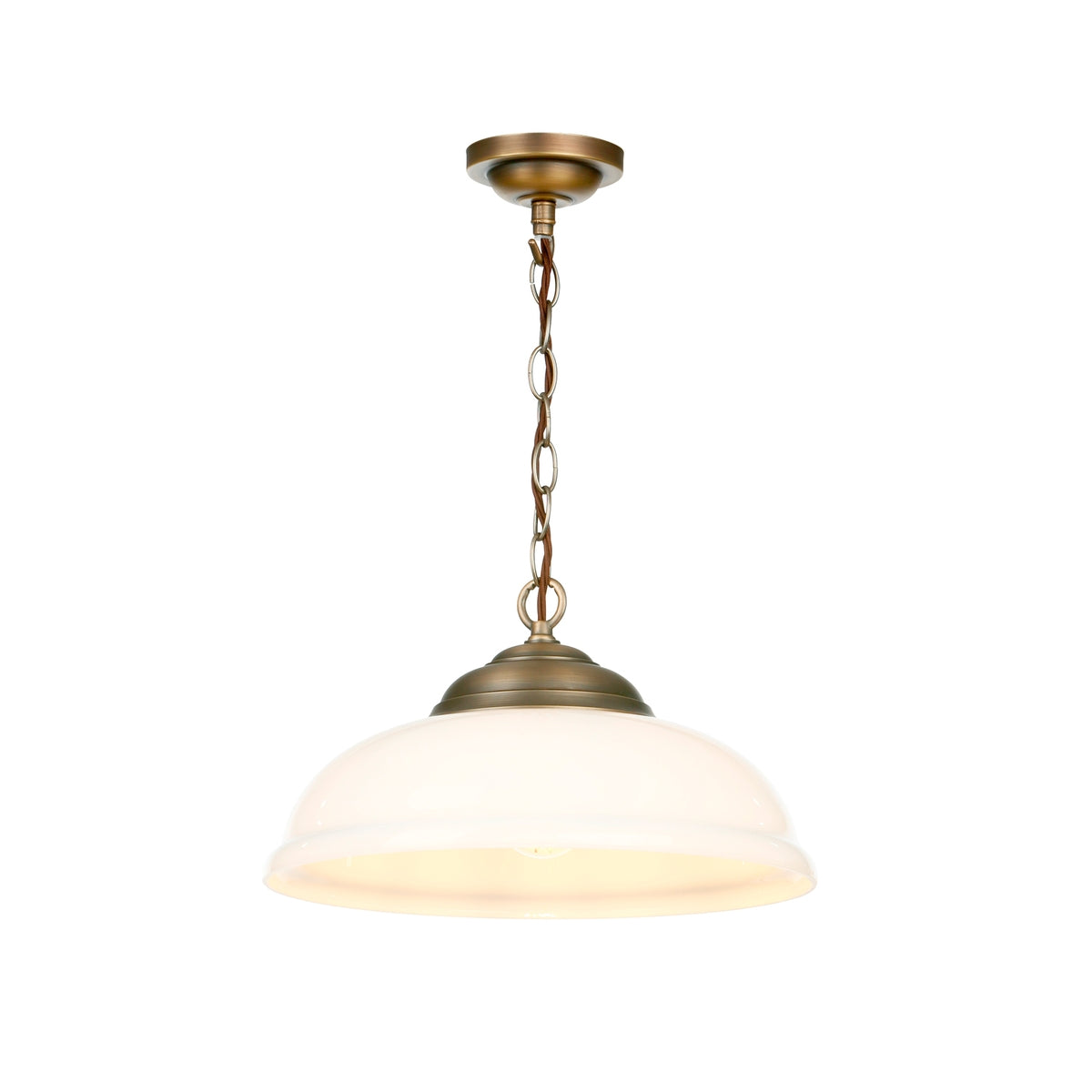 Webster 1 Light Pendant Clear/white/smoked Glass with Antique Brass/chrome