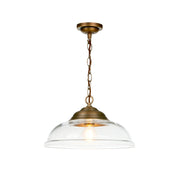 Webster 1 Light Pendant Clear/white/smoked Glass with Antique Brass/chrome