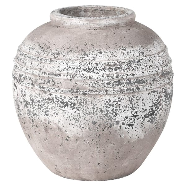 Roman Wide Distressed Stone Vase