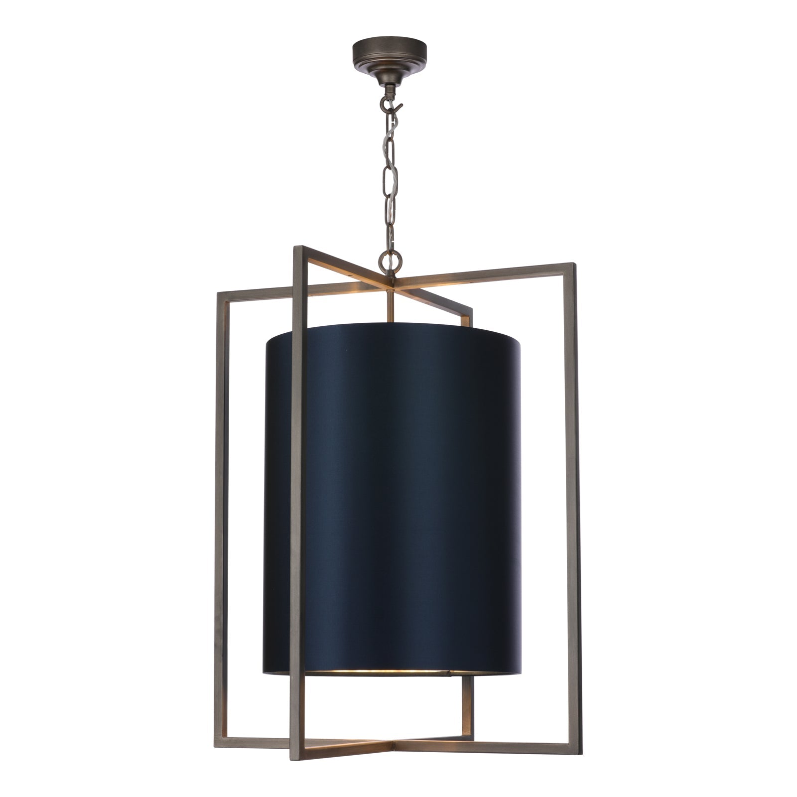 Windsor 3 Light Pendant In Antique Silver/Antique Brass With Bespoke Shade E14