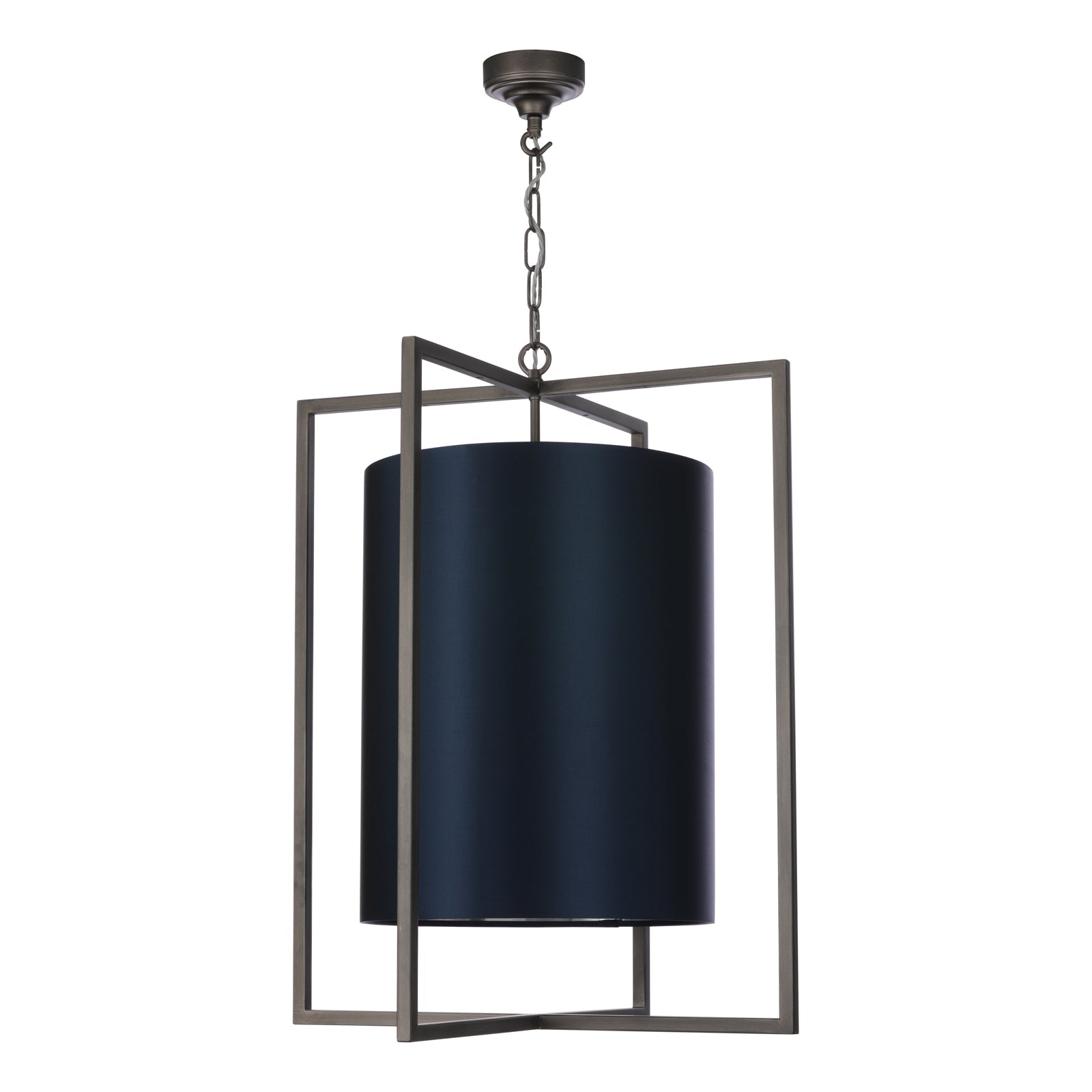 Windsor 3 Light Pendant In Antique Silver/Antique Brass With Bespoke Shade E14