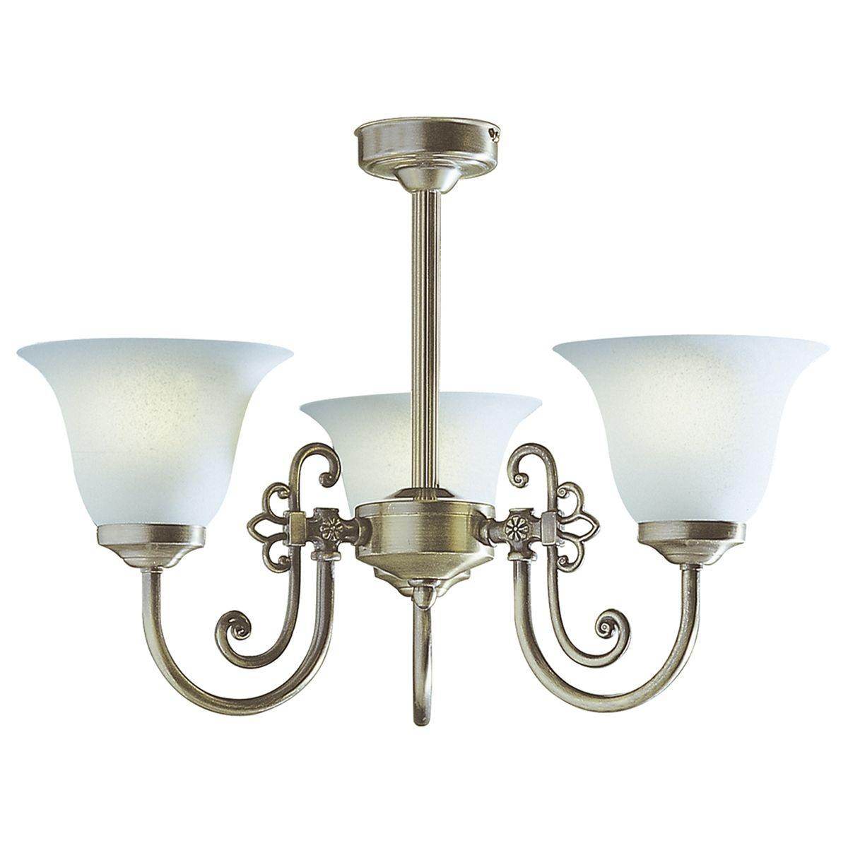 Dar Woodstock 3 Light Antique Complete with Glass - Cusack Lighting