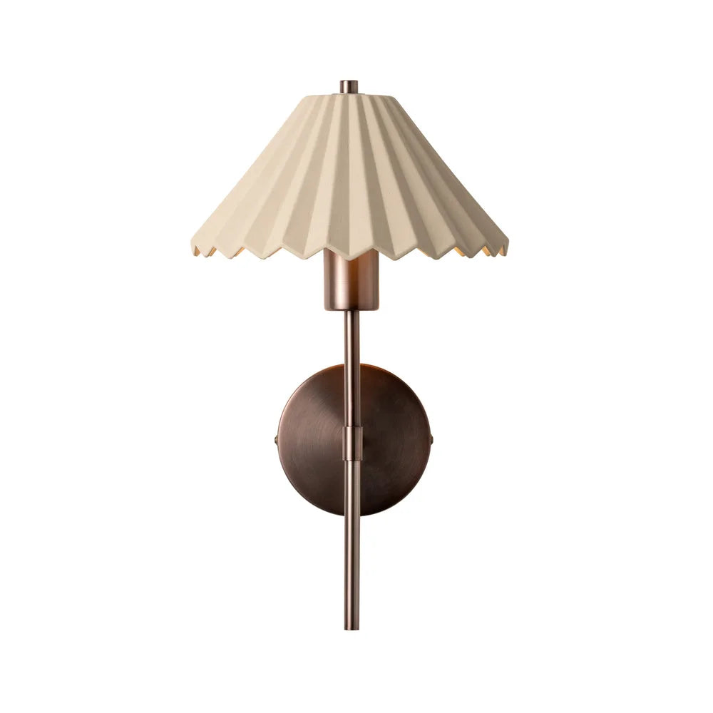 Wycombe Umbrella Pleated Wall Light - Brass/ Natural Finishes