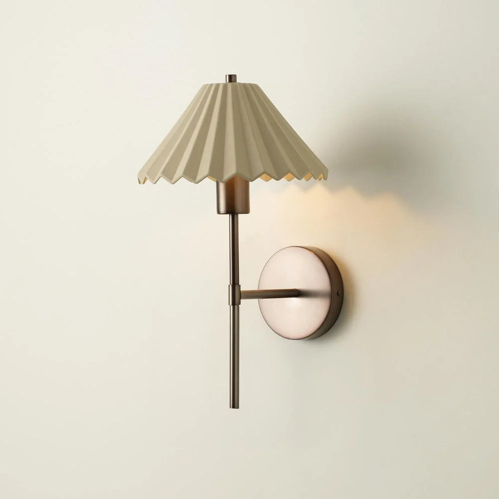 Wycombe Umbrella Pleated Wall Light - Brass/ Natural Finishes