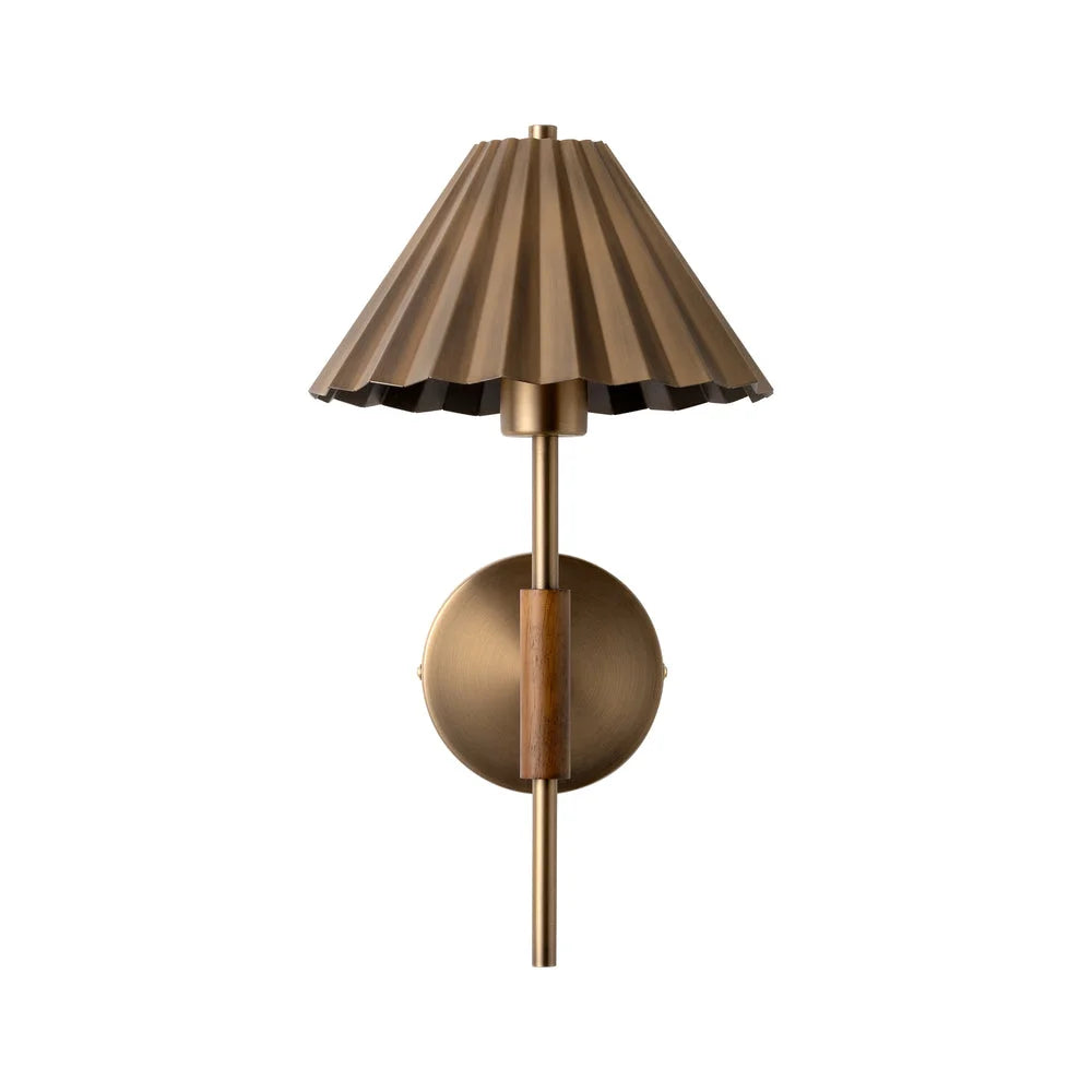 Wycombe Umbrella Pleated Wall Light - Brass/ Natural Finishes