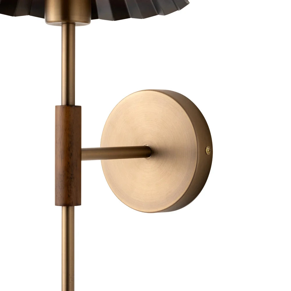 Wycombe Umbrella Pleated Wall Light - Brass/ Natural Finishes
