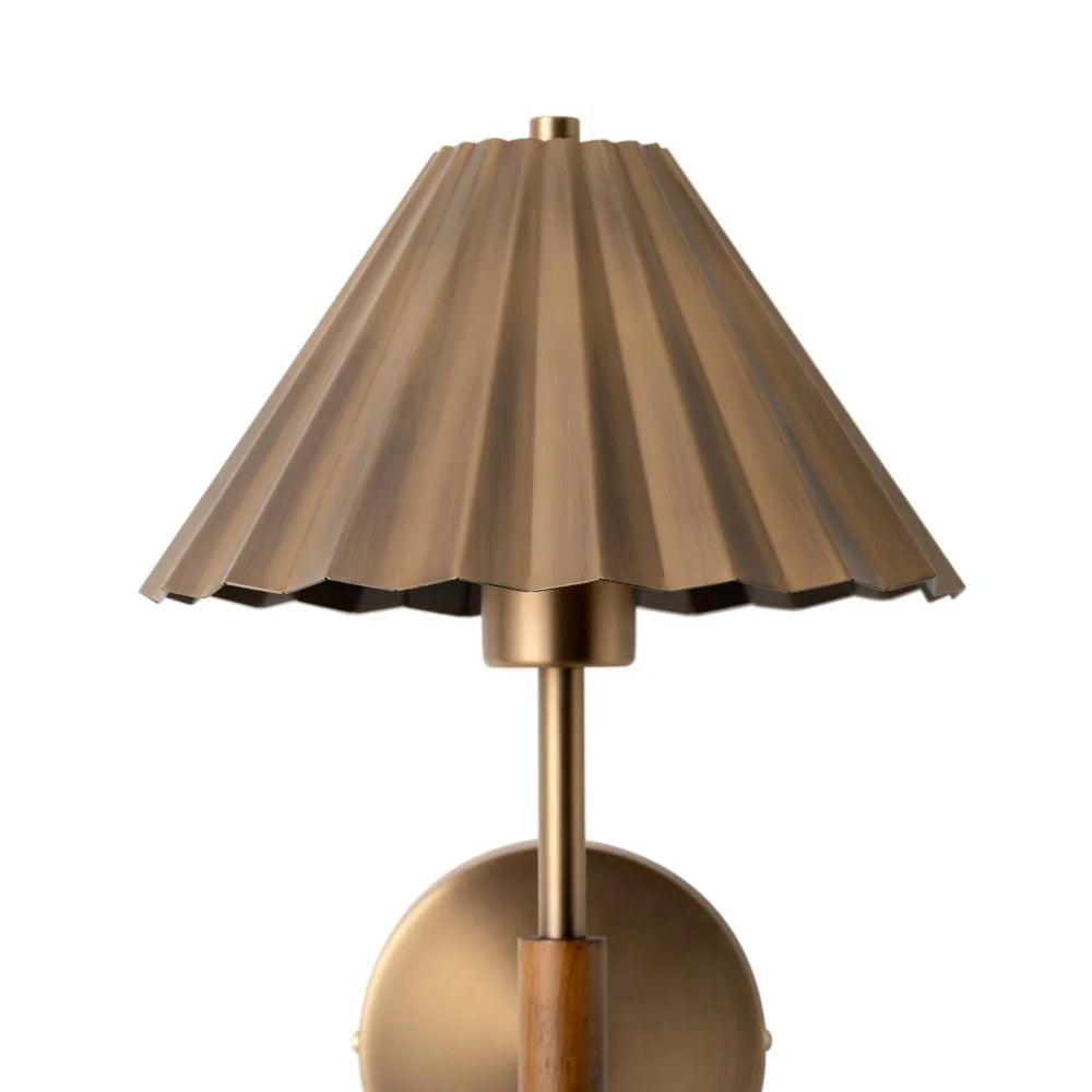 Wycombe Umbrella Pleated Wall Light - Brass/ Natural Finishes