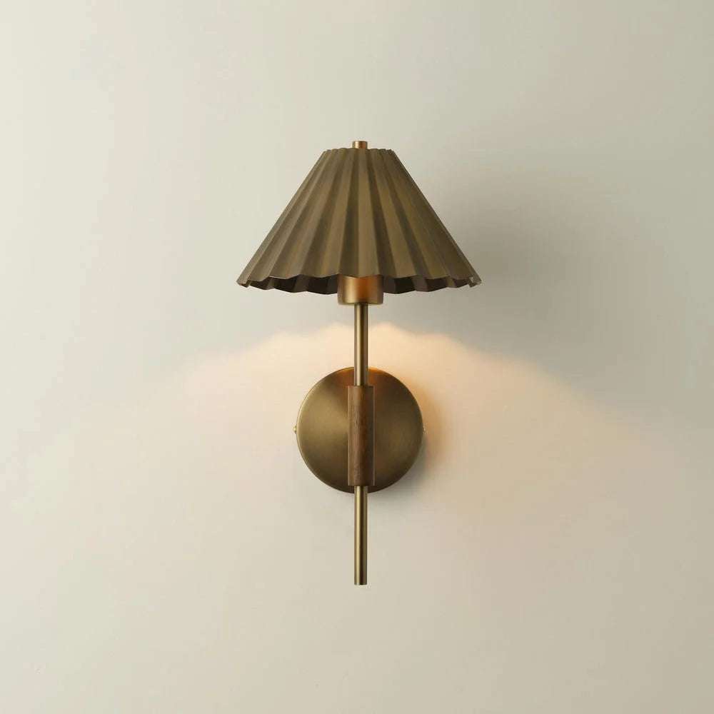 Wycombe Umbrella Pleated Wall Light - Brass/ Natural Finishes