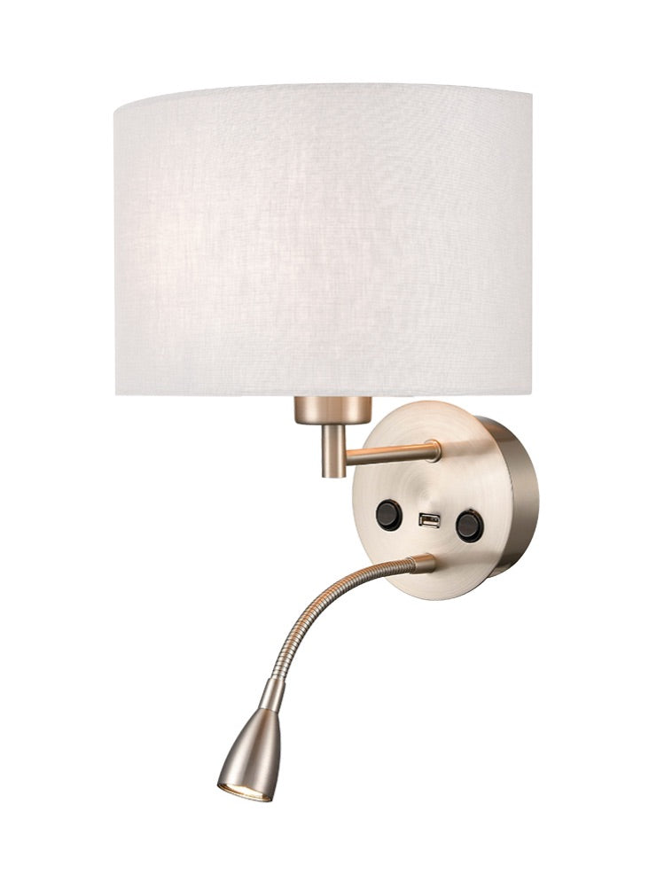 Gallic Reading Wall Bracket with USB/LED E27 + LED 
Satin Nickel