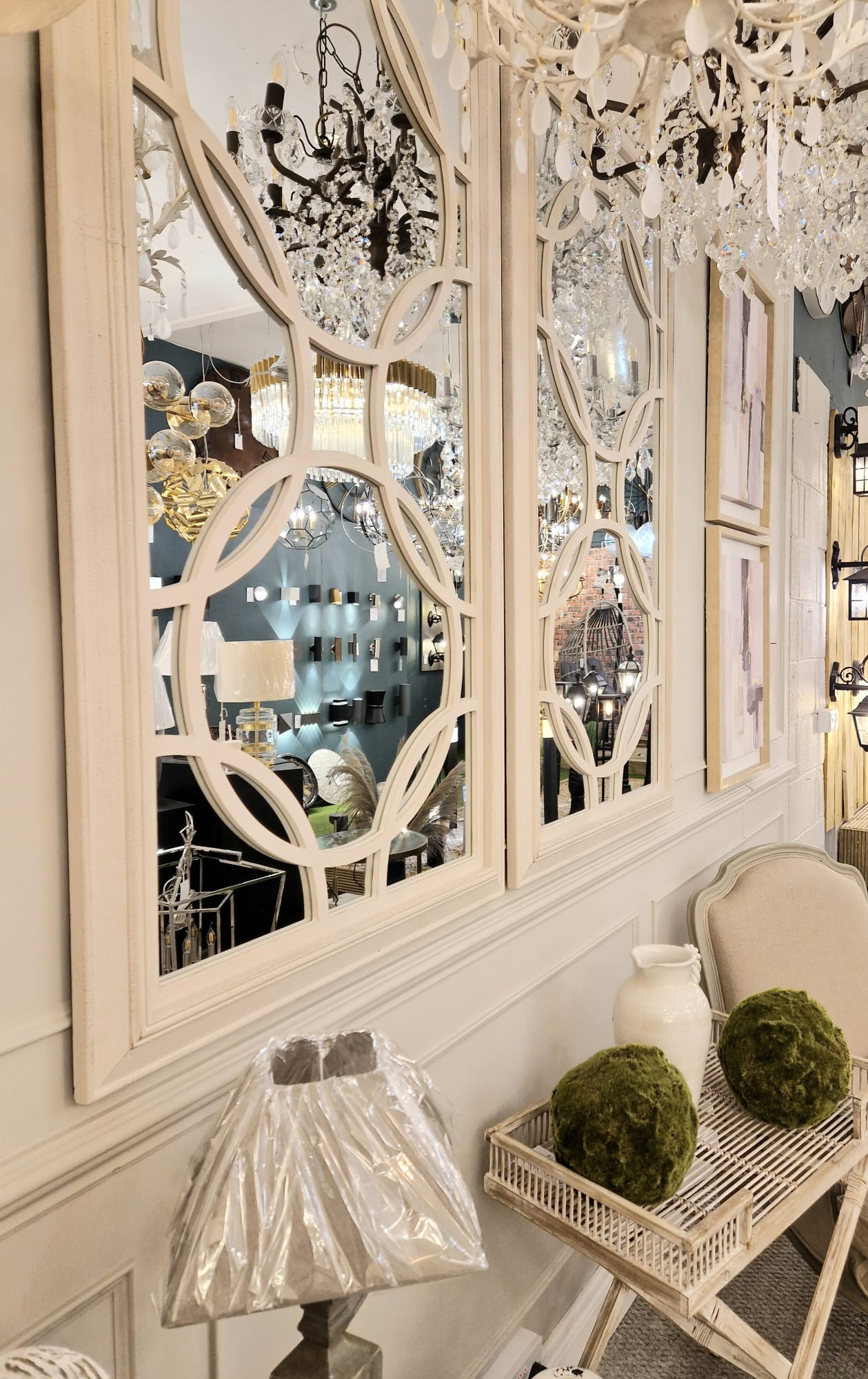 Lattice Cream Circles Mirror
