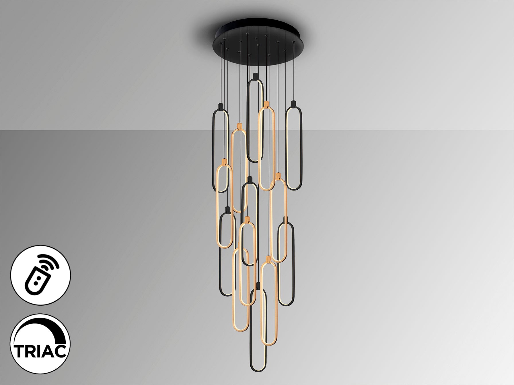 Colette 14Lt Ceiling Light Dimmable- Rose Gold & Black & Rose Gold Finishes