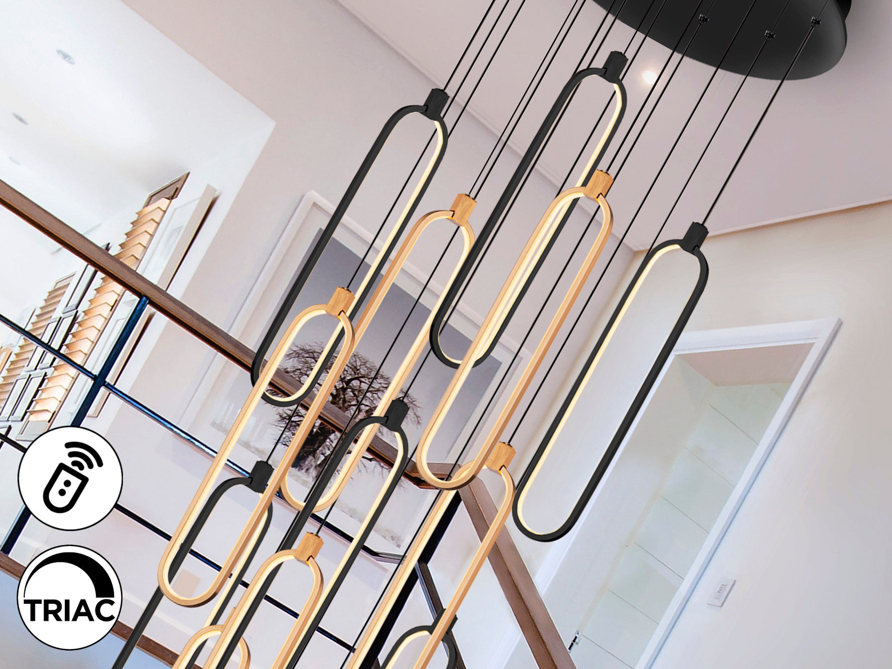 Colette 14Lt Ceiling Light Dimmable- Rose Gold & Black & Rose Gold Finishes