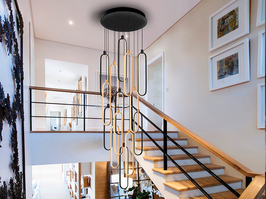 Colette 14Lt Ceiling Light Dimmable- Rose Gold & Black & Rose Gold Finishes