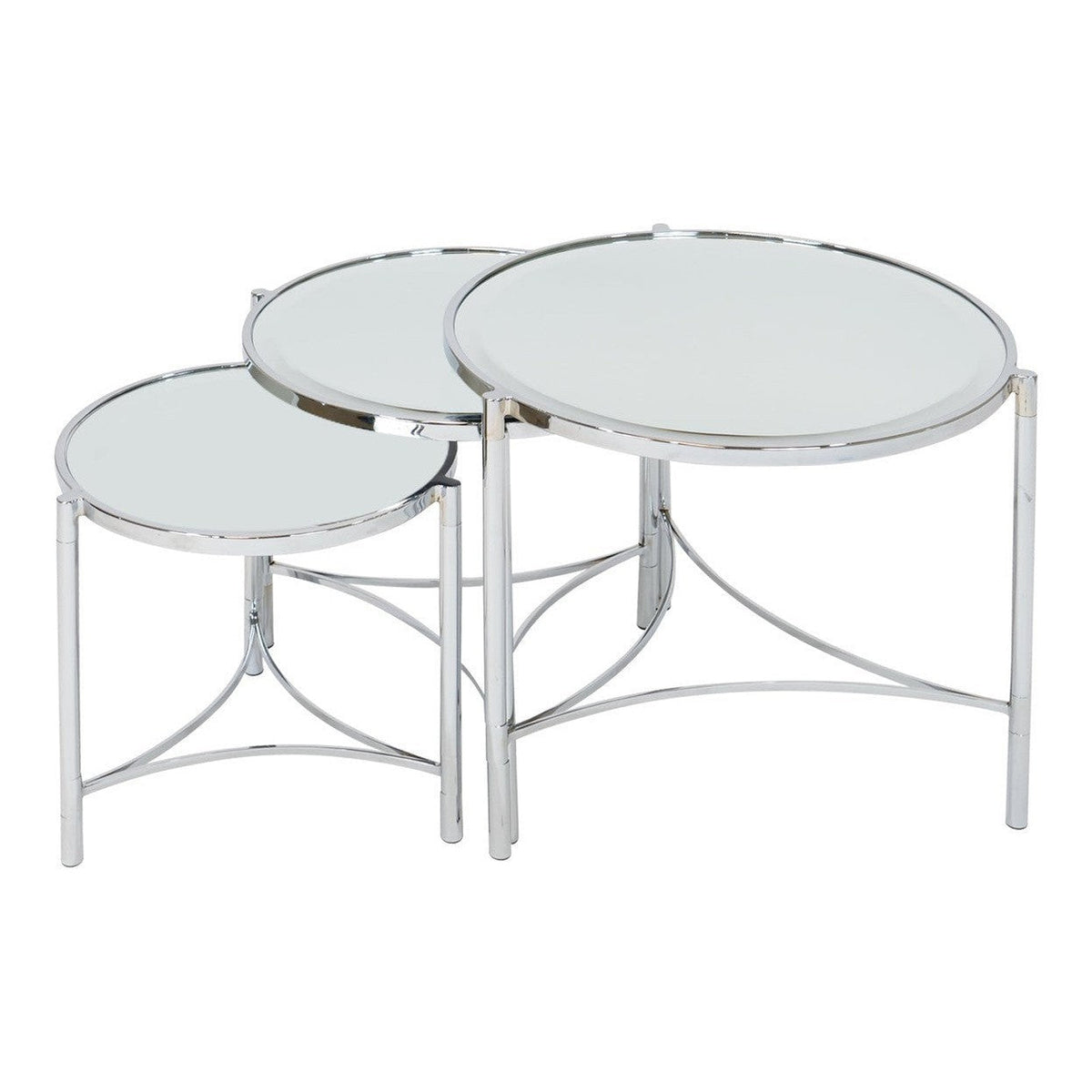 Brookville Silver Mirror Tables Set/3
