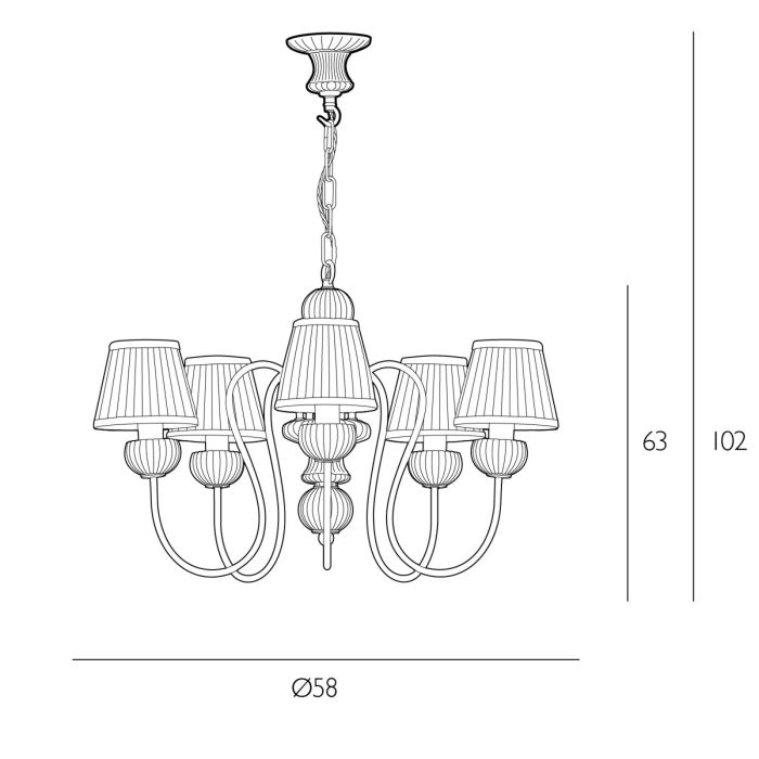 Zhivago 5 Light Armed Pendant Bespoke Fitting Only- Various Colours