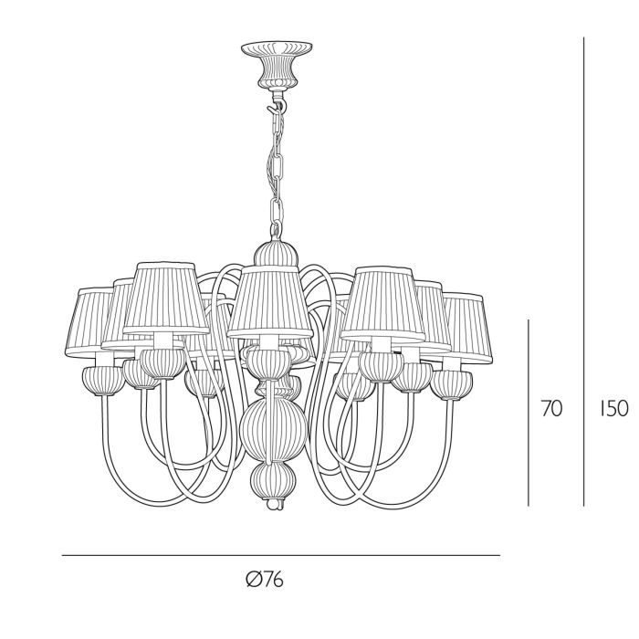 Zhivago 10 Light Armed Pendant  Fitting Only- Various Finishes
