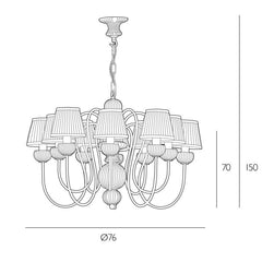 Zhivago 10 Light Armed Pendant  Fitting Only- Various Finishes
