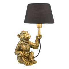 Zira Monkey Table Lamp Gold With Shade E14