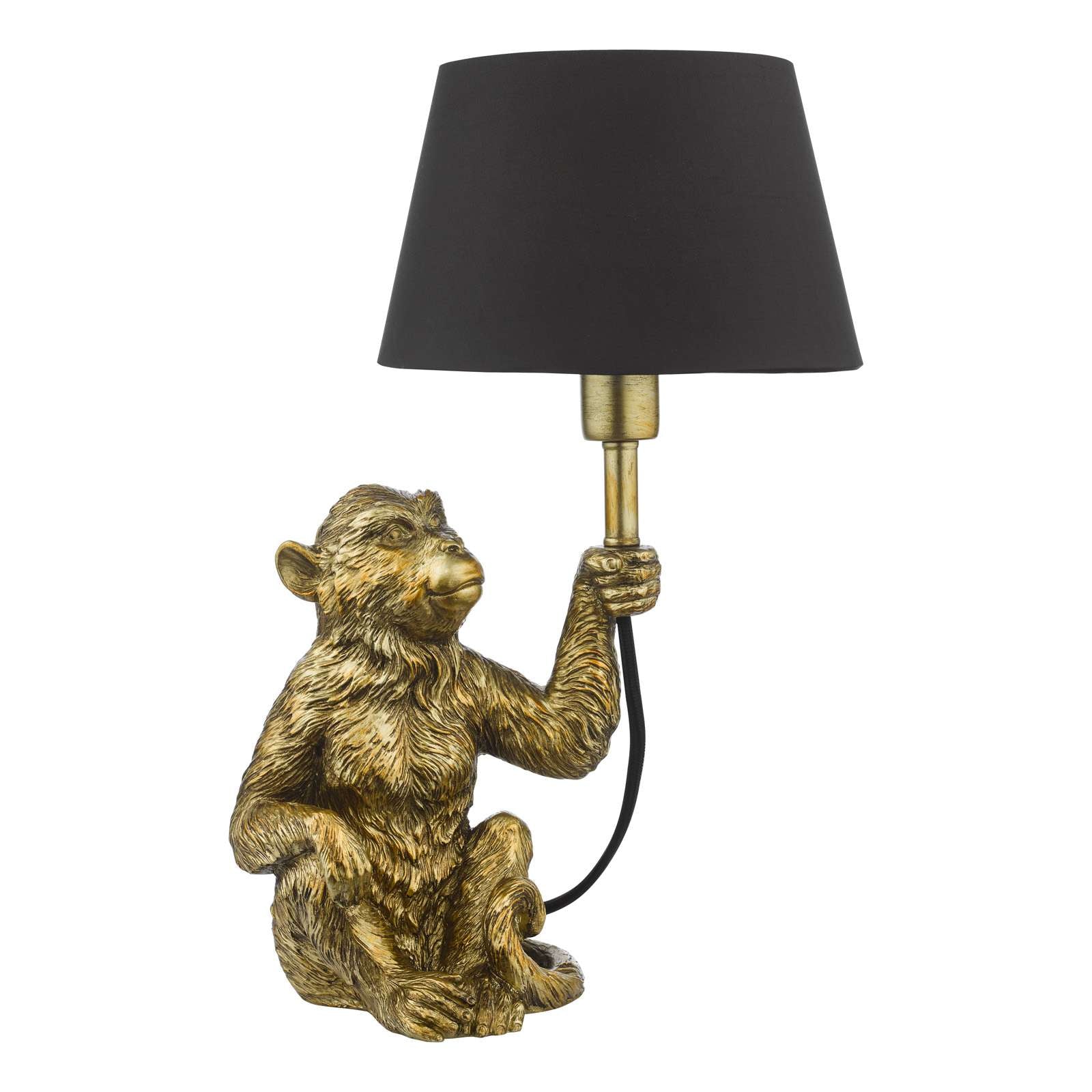 Zira Monkey Table Lamp Gold With Shade E14