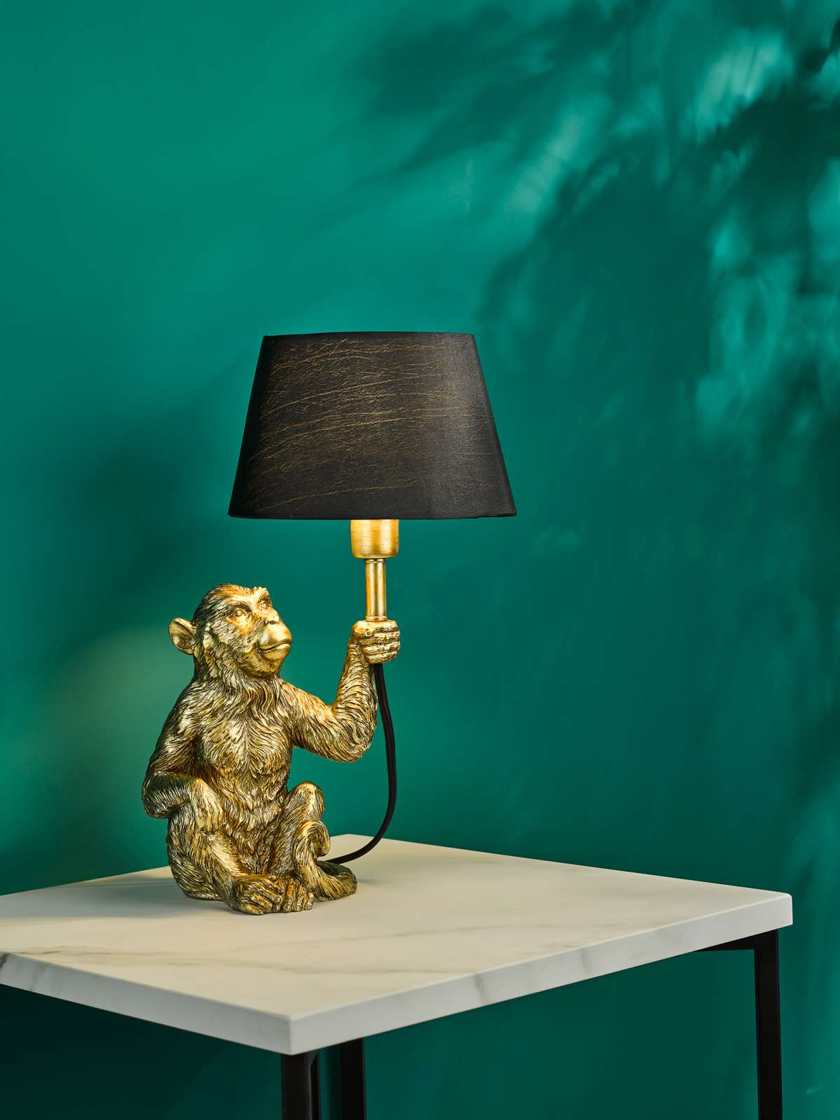 Zira Monkey Table Lamp Gold With Shade E14