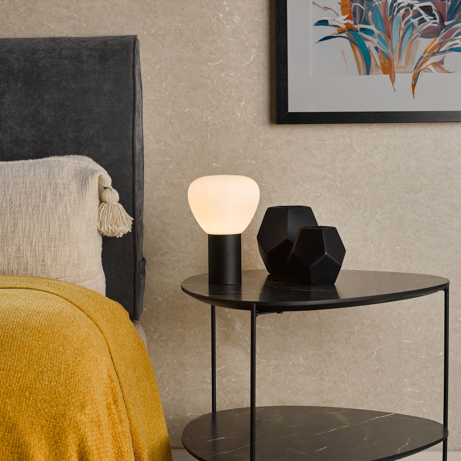 Zorah Touch Table Lamp Opal Glass and Matt Black