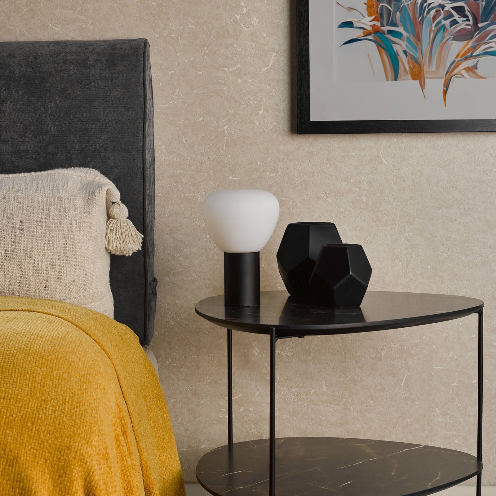 Zorah Touch Table Lamp Opal Glass and Matt Black