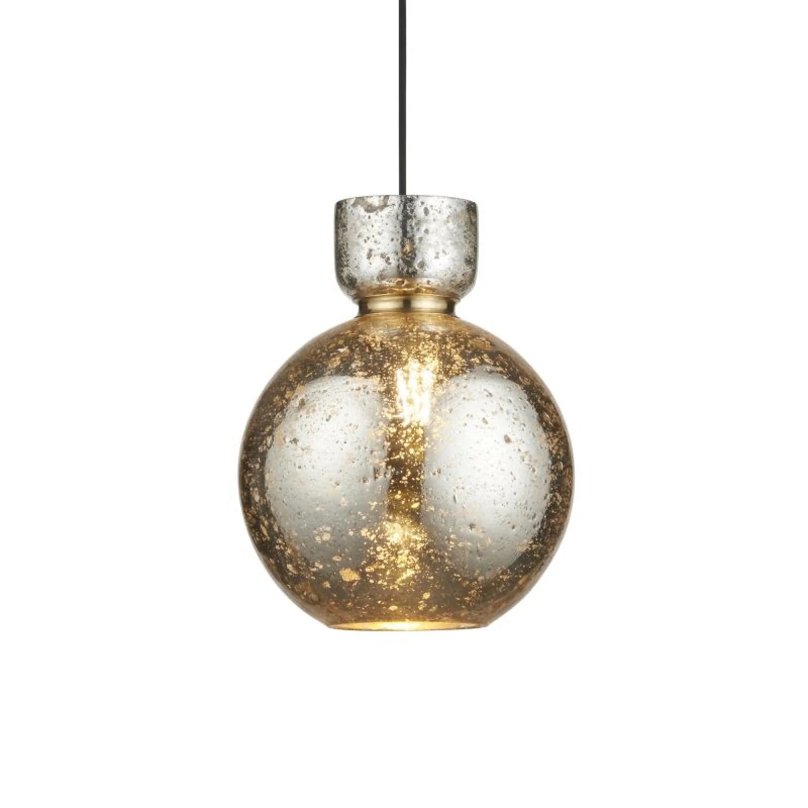 Richter Brass Pendant with Clear Bubble & Mercury Glass Finishes