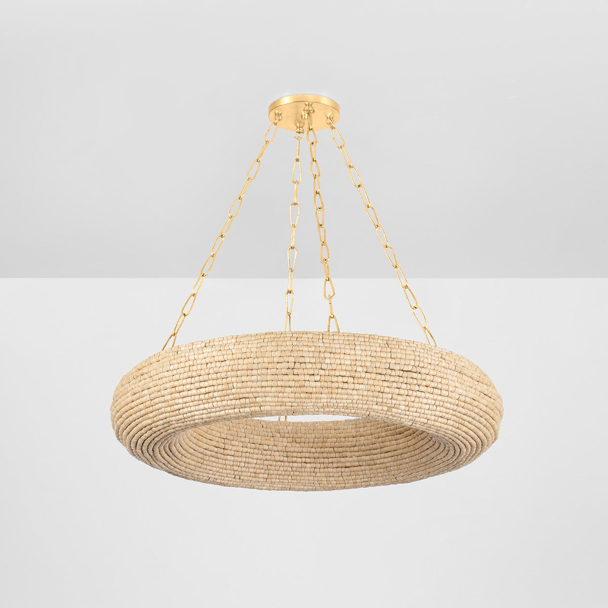 Lure 10Lt Chandelier - Wood Beads & Gold