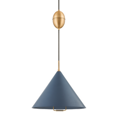 Fontana 1Lt Pull-Adjustable Pendant - Sand/Slate Blue