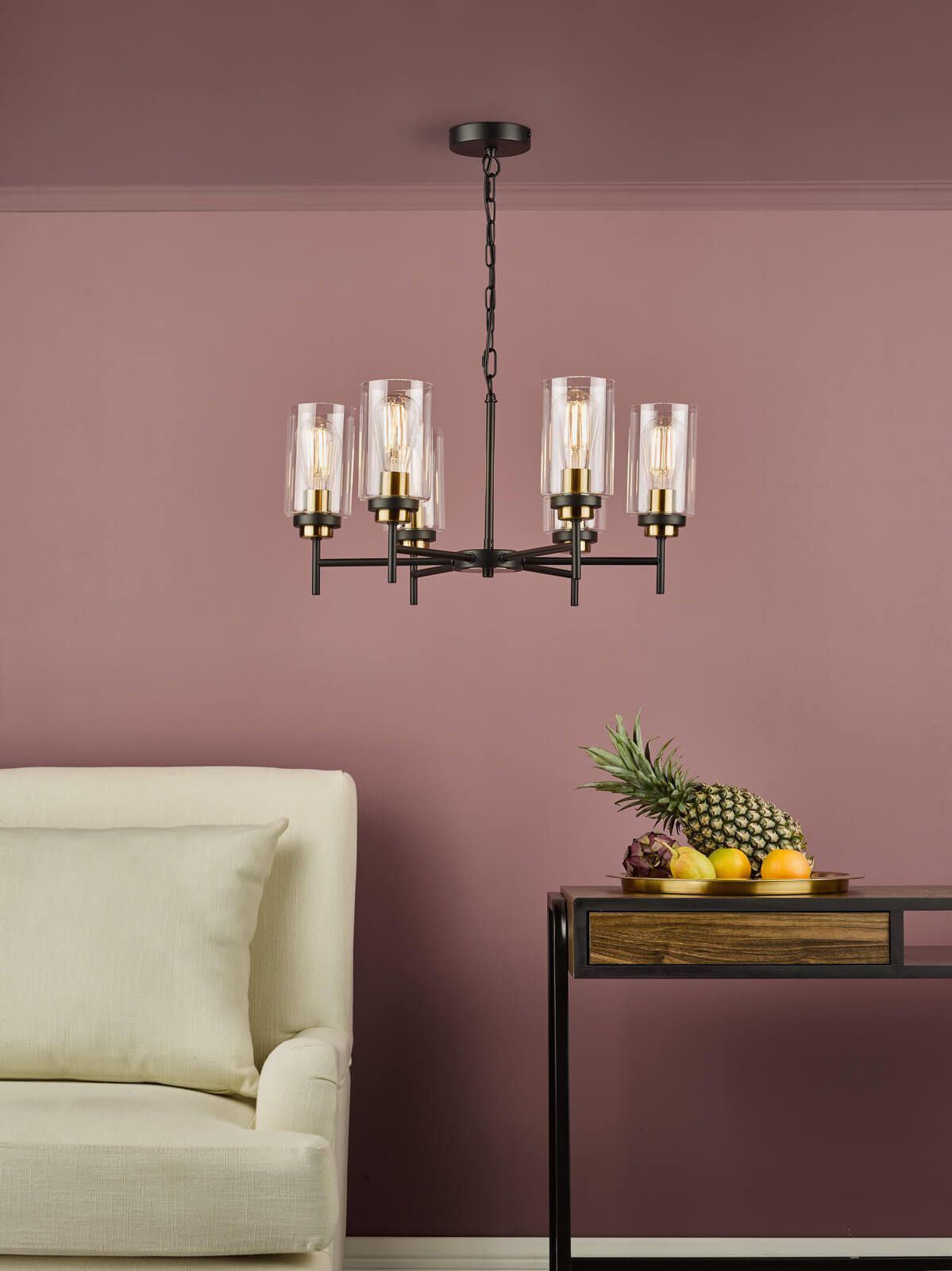 Dar Abel 6Lt Centre Ceiling Light - Satin Black Finish, IP20
