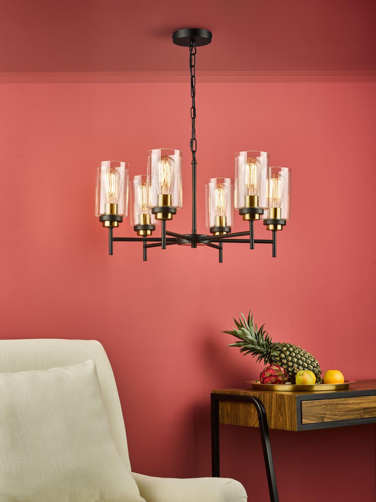 Dar Abel 6Lt Centre Ceiling Light - Satin Black Finish, IP20